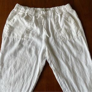 Joie Women’s white linen minimalist drawstring summer Breeze pants, size Medium